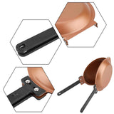 Darrahopens Home & Garden > Kitchenware > Skillets & Frying Pans Double-Sided Flip Frying Pan – Non-Stick Cooking Pan for Eggs, Pancakes, Toasted Bread – Durable Iron Material with Heat-Resistant Handle, Compact Design for Home Kitchen Use – Ideal for Gas Stoves (Golden)