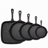 Darrahopens Home & Garden > Kitchenware > Skillets & Frying Pans Five-piece set Heavy Duty Cast Iron Skillet & Grill Pan Thickened Vintage Style Cookware for Steak Breakfast & Camping