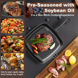 Darrahopens Home & Garden > Kitchenware > Skillets & Frying Pans Four-piece set Heavy Duty Cast Iron Skillet & Grill Pan Thickened Vintage Style Cookware for Steak Breakfast & Camping