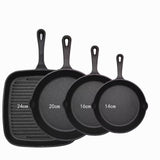 Darrahopens Home & Garden > Kitchenware > Skillets & Frying Pans Four-piece set Heavy Duty Cast Iron Skillet & Grill Pan Thickened Vintage Style Cookware for Steak Breakfast & Camping