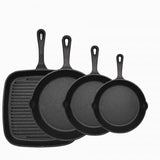 Darrahopens Home & Garden > Kitchenware > Skillets & Frying Pans Four-piece set Heavy Duty Cast Iron Skillet & Grill Pan Thickened Vintage Style Cookware for Steak Breakfast & Camping