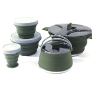 Darrahopens Home & Garden > Kitchenware > Skillets & Frying Pans Outdoor Camping Foldable Pot, Silicone Hiking Cook Pot, Portable Picnic Cookware Set, Stainless Steel Camping Cookware In Australia - Darrahopens