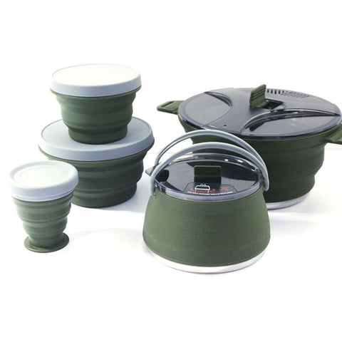 Darrahopens Home & Garden > Kitchenware > Skillets & Frying Pans Outdoor Camping Foldable Pot, Silicone Hiking Cook Pot, Portable Picnic Cookware Set, Stainless Steel Camping Cookware In Australia - Darrahopens
