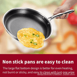 Darrahopens Home & Garden > Kitchenware > Skillets & Frying Pans Stainless Steel Non-Stick Frying Pan 26CM Honeycomb Wok Skillet with Lid Induction Compatible Cookware Silver