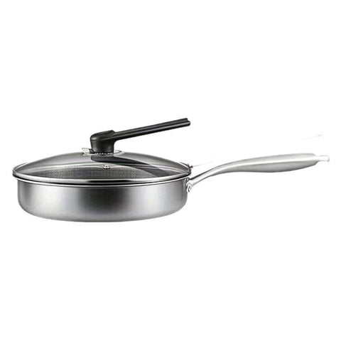 Darrahopens Home & Garden > Kitchenware > Skillets & Frying Pans Stainless Steel Non-Stick Frying Pan 26CM Honeycomb Wok Skillet with Lid Induction Compatible Cookware Silver