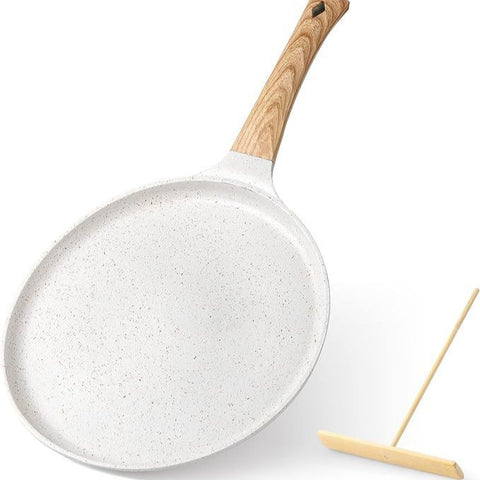 Darrahopens Home & Garden > Kitchenware > Skillets & Frying Pans White 28cm Non-Stick Crepe Pan - Versatile Flat Skillet for Pancakes, Omelettes & Tortillas
