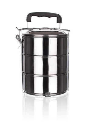 Darrahopens Home & Garden > Kitchenware Stackable 3-Tier Stainless Steel Lunch Bento Box Tiffin - 23cm x 15cm