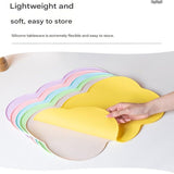 Darrahopens Home & Garden > Kitchenware > Table Linen & Kitchen Towels 3-Piece Blue Silicone Placemat Set Cloud Shape Non-Slip Heat Resistant Kids Dining Mat