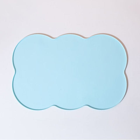 Darrahopens Home & Garden > Kitchenware > Table Linen & Kitchen Towels 3-Piece Blue Silicone Placemat Set Cloud Shape Non-Slip Heat Resistant Kids Dining Mat