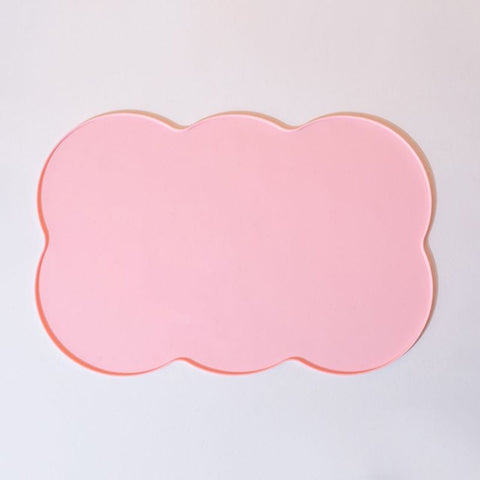 Darrahopens Home & Garden > Kitchenware > Table Linen & Kitchen Towels 3-Piece Pink Silicone Placemat Set Cloud Shape Non-Slip Heat Resistant Kids Dining Mat