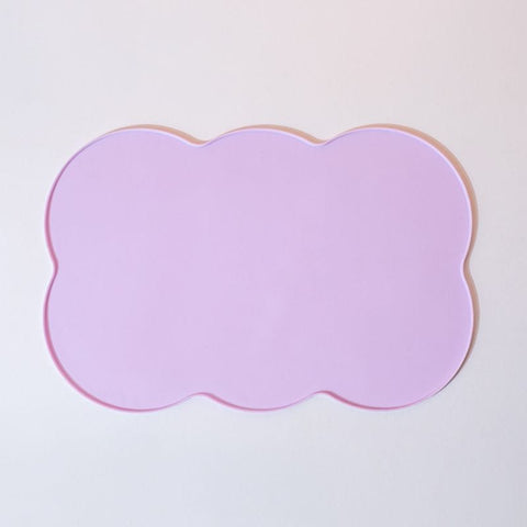 Darrahopens Home & Garden > Kitchenware > Table Linen & Kitchen Towels 3-Piece Purple Silicone Placemat Set Cloud Shape Non-Slip Heat Resistant Kids Dining Mat