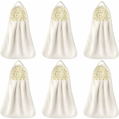 Darrahopens Home & Garden > Kitchenware > Table Linen & Kitchen Towels 6 pcs Hanging Hand Towels Coral Fleece Towel Water Absorption Towel For Home Kitchen Bathroom Beige