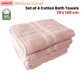 Darrahopens Home & Garden > Kitchenware > Table Linen & Kitchen Towels 600GSM Set of 4 Melissa 100% Cotton Bath Towels Coral 70 x 140 cm