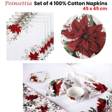 Darrahopens Home & Garden > Kitchenware > Table Linen & Kitchen Towels Ashdene Set of 4 Poinsettia 100% Cotton Napkins 45 x 45 cm