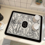Darrahopens Home & Garden > Kitchenware > Table Linen & Kitchen Towels Black Kitchen Countertop Drainage Mat Absorbent Quick Dry Tech Velvet Dish Drying Pad 40x60cm(CD0076-4)