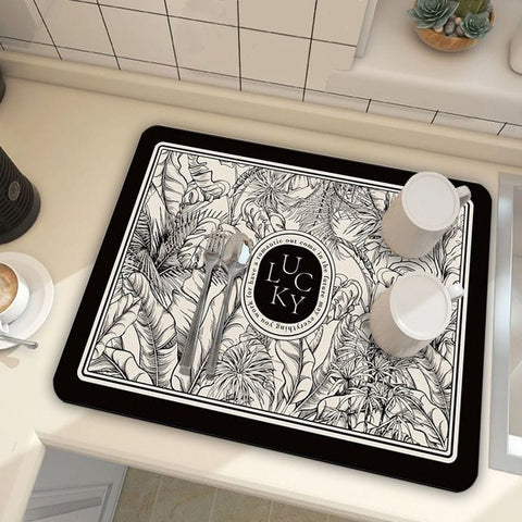 Darrahopens Home & Garden > Kitchenware > Table Linen & Kitchen Towels Black Kitchen Countertop Drainage Mat Absorbent Quick Dry Tech Velvet Dish Drying Pad 40x60cm(CD0076-4)