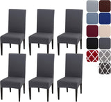 Darrahopens Home & Garden > Kitchenware > Table Linen & Kitchen Towels Chair Covers Set of 4 or 6, Stretch Removable Washable Chair Covers Decoration Slipcovers Seat Covers for Hotel grey-tfrf grey 6pcs