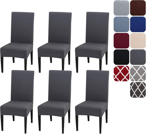 Darrahopens Home & Garden > Kitchenware > Table Linen & Kitchen Towels Chair Covers Set of 4 or 6, Stretch Removable Washable Chair Covers Decoration Slipcovers Seat Covers for Hotel grey-tfrf grey 6pcs