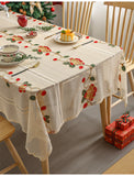 Darrahopens Home & Garden > Kitchenware > Table Linen & Kitchen Towels Embroidered Christmas Tablecloth - Embroidered Bells & Holly Design (140*140cm)