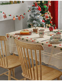 Darrahopens Home & Garden > Kitchenware > Table Linen & Kitchen Towels Embroidered Christmas Tablecloth - Embroidered Bells & Holly Design (140*305cm)