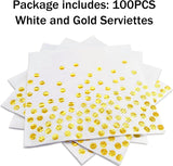 Darrahopens Home & Garden > Kitchenware > Table Linen & Kitchen Towels Gold Napkins, 100-Pack White and Gold Napkins, Paper Napkins
