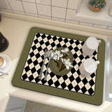 Darrahopens Home & Garden > Kitchenware > Table Linen & Kitchen Towels Green Kitchen Countertop Drainage Mat Absorbent Quick Dry Tech Velvet Dish Drying Pad 40x60cm(CD0075-3)