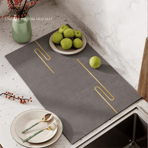 Darrahopens Home & Garden > Kitchenware > Table Linen & Kitchen Towels Grey Kitchen Countertop Drainage Mat Absorbent Quick Dry Tech Velvet Dish Drying Pad 40x60cm(CD0077-1)