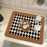 Darrahopens Home & Garden > Kitchenware > Table Linen & Kitchen Towels Kitchen Countertop Drainage Mat Absorbent Quick Dry Tech Velvet Dish Drying Pad 40x60cm(CD0075-1)