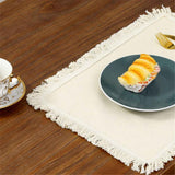 Darrahopens Home & Garden > Kitchenware > Table Linen & Kitchen Towels linen-cotton Frayed Placemats Set of 4 Dining Table 11.8x17.7 Inch | Rustic Vintage Boho Washable Easter Placemat for Outdoor Parties BBQ's,Wedding, Holiday