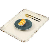 Darrahopens Home & Garden > Kitchenware > Table Linen & Kitchen Towels linen-cotton Frayed Placemats Set of 4 Dining Table 11.8x17.7 Inch | Rustic Vintage Boho Washable Easter Placemat for Outdoor Parties BBQ's,Wedding, Holiday