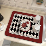 Darrahopens Home & Garden > Kitchenware > Table Linen & Kitchen Towels Red Kitchen Countertop Drainage Mat Absorbent Quick Dry Tech Velvet Dish Drying Pad 40x60cm(CD0075-2)