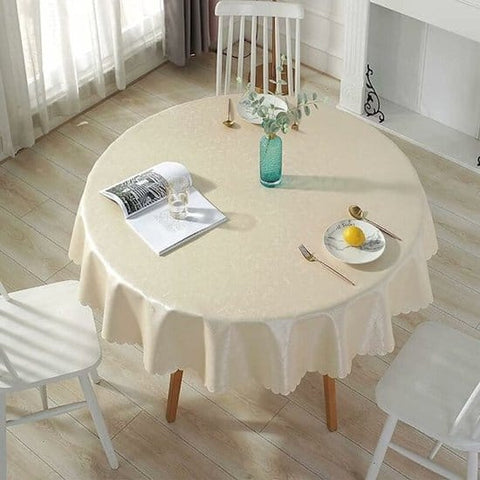 Darrahopens Home & Garden > Kitchenware > Table Linen & Kitchen Towels Round tablecloth - stain and oil resistant - fabric with elegant floral pattern - perfect for picnics - outdoor - garden - 140 cm diameter - restaurant - light beige