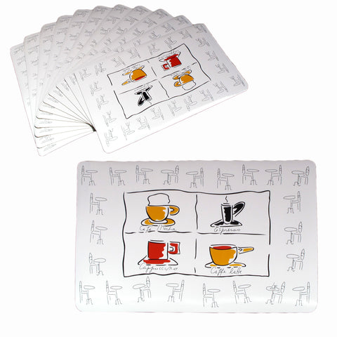 Darrahopens Home & Garden > Kitchenware > Table Linen & Kitchen Towels Set of 12 PVC Easy Care Placemats - Coffee House