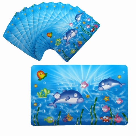 Darrahopens Home & Garden > Kitchenware > Table Linen & Kitchen Towels Set of 12 PVC Easy Care Placemats - Dolphin Love