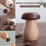 Darrahopens Home & Garden > Kitchenware > Table Linen & Kitchen Towels Solid Wood Toothpick Holder Black Walnut Beech Cute Mushroom Toothpick Box