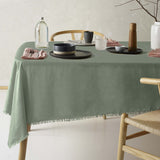 Darrahopens Home & Garden > Kitchenware > Table Linen & Kitchen Towels Vintage Design Homewares Gypsy Green Fringed Washed Linen Cotton Tablecloth 130cm x 180cm