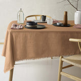 Darrahopens Home & Garden > Kitchenware > Table Linen & Kitchen Towels Vintage Design Homewares Gypsy Terracotta Fringed Washed Linen Cotton Tablecloth 150cm x 275cm