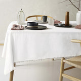 Darrahopens Home & Garden > Kitchenware > Table Linen & Kitchen Towels Vintage Design Homewares Gypsy White Fringed Washed Linen Cotton Tablecloth 130cm x 180cm