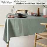 Darrahopens Home & Garden > Kitchenware > Table Linen & Kitchen Towels Vintage Design Homewares Helm Green Washed Linen Cotton Tablecloth 130cm x 180cm