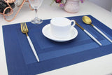 Darrahopens Home & Garden > Kitchenware > Table Linen & Kitchen Towels Washable Woven Vinyl Placemats Set of 6 for Dining Table, Navy Blue, 18 X 12 Inch, Easy to Clean Plastic