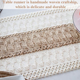 Darrahopens Home & Garden > Kitchenware > Table Linen & Kitchen Towels White-Grey Bohemian Woven Table Runner with Tassels(30X183CM) - Wrinkle-Resistant Striped Table Scarf for Wedding, Holiday & Outdoor Party