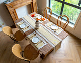 Darrahopens Home & Garden > Kitchenware > Table Linen & Kitchen Towels White-Grey Bohemian Woven Table Runner with Tassels(30X183CM) - Wrinkle-Resistant Striped Table Scarf for Wedding, Holiday & Outdoor Party