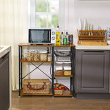 Darrahopens Home & Garden > Kitchenware VASAGLE Kitchen Storage Shelves with Wire Basket and 6 S-Hooks
