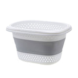 Darrahopens Home & Garden > Laundry & Cleaning 28L Foldable Laundry Washing Basket with Handle Collapsible - Grey/White