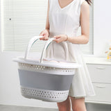 Darrahopens Home & Garden > Laundry & Cleaning 28L Foldable Laundry Washing Basket with Handle Collapsible - Grey/White