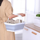 Darrahopens Home & Garden > Laundry & Cleaning 2x 9L Collapsible Laundry Folding Basket Wash Clothes w Handles Bin - Grey/White