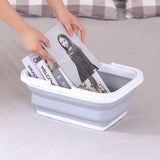 Darrahopens Home & Garden > Laundry & Cleaning 2x 9L Collapsible Laundry Folding Basket Wash Clothes w Handles Bin - Grey/White