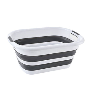 Darrahopens Home & Garden > Laundry & Cleaning 40L Collapsible Laundry Basket Washing Clothes w/Handles Bin Foldable - Grey/White