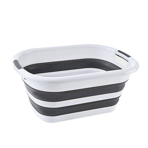 Darrahopens Home & Garden > Laundry & Cleaning 40L Collapsible Laundry Basket Washing Clothes w/Handles Bin Foldable - Grey/White