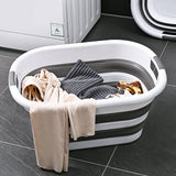 Darrahopens Home & Garden > Laundry & Cleaning 40L Collapsible Laundry Basket Washing Clothes w/Handles Bin Foldable - Grey/White